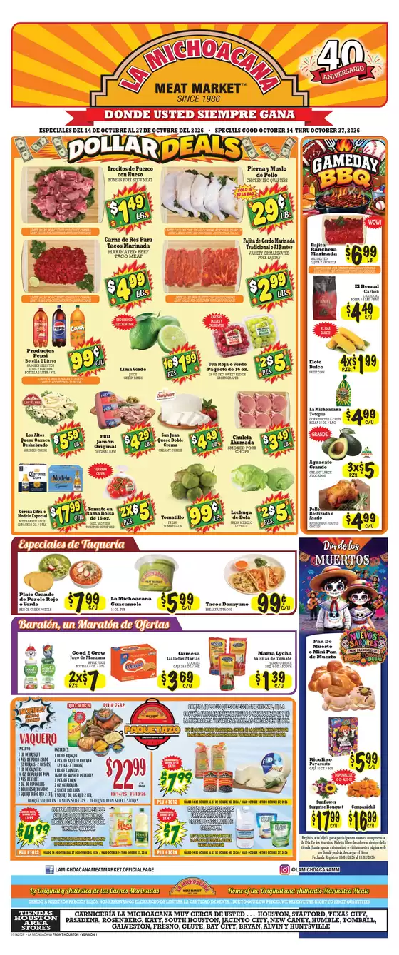 La Michoacana catalogue in Houston TX | Exclusive bargains | 2026-10-14T00:00:00.000Z - 2026-10-27T00:00:00.000Z