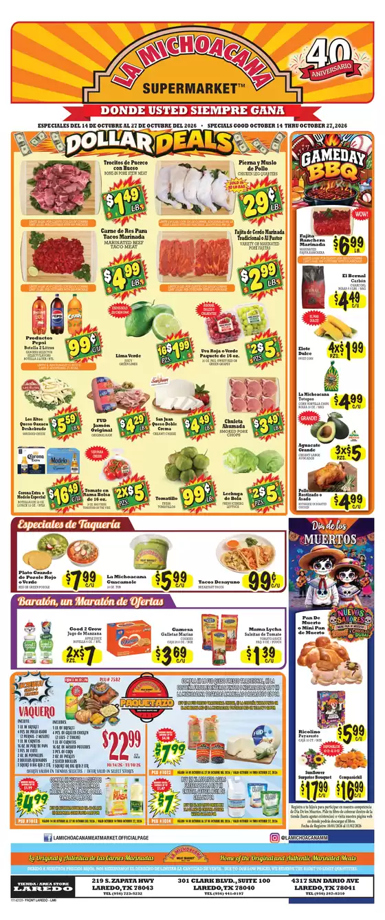 La Michoacana catalogue | Our best offers for you | 2026-10-14T00:00:00.000Z - 2026-10-27T00:00:00.000Z