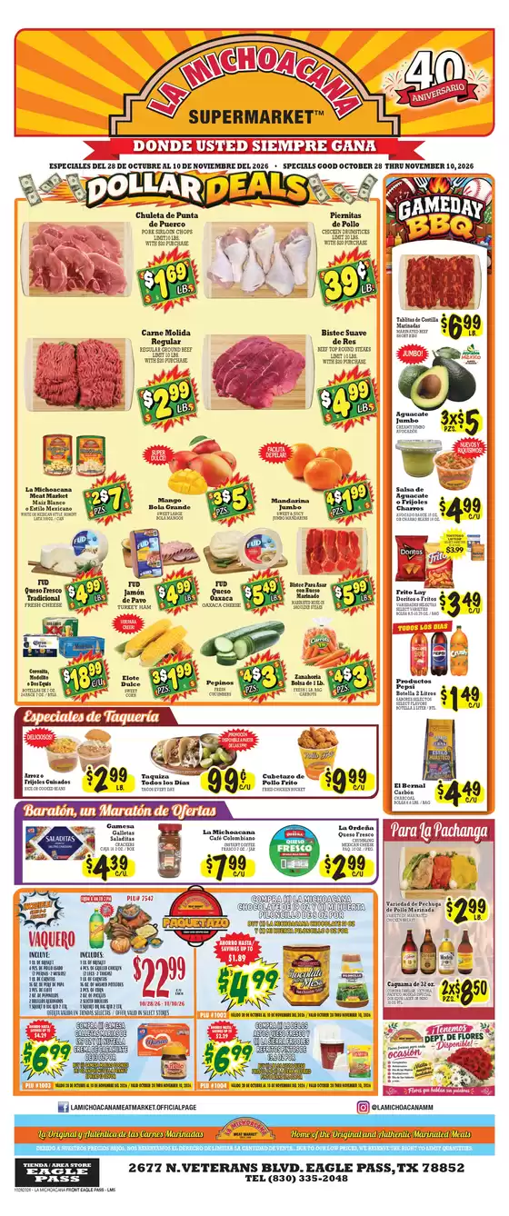 La Michoacana catalogue | Top deals for all customers | 2026-10-28T00:00:00.000Z - 2026-11-10T00:00:00.000Z