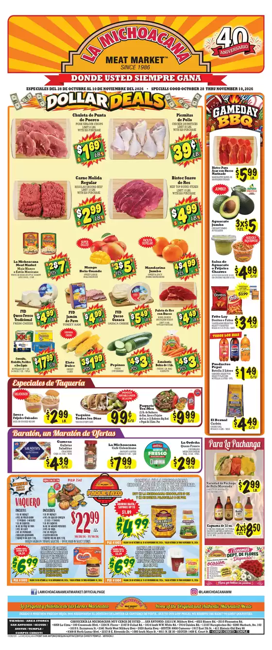 La Michoacana catalogue | La Michoacana Weekly ad | 2026-10-28T00:00:00.000Z - 2026-11-10T00:00:00.000Z
