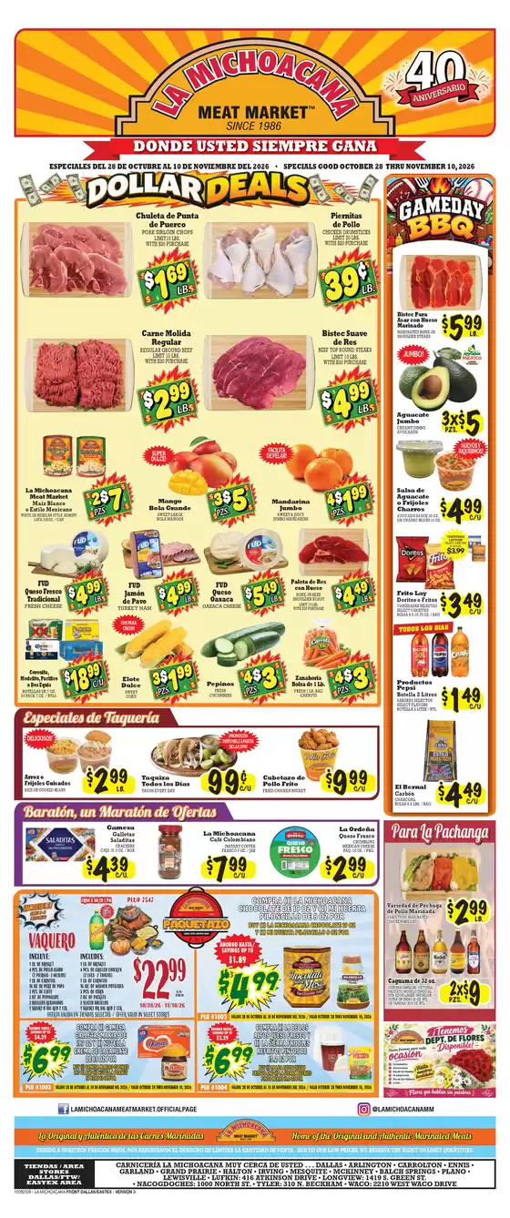 La Michoacana catalogue in Burleson TX | Great discounts on selected products | 2026-10-28T00:00:00.000Z - 2026-11-10T00:00:00.000Z