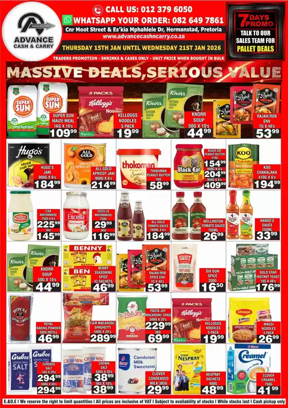 Advance Cash n Carry catalogue in Tembisa | Advance Cash n Carry weekly specials | 2026-01-15T00:00:00.000Z - 2026-01-21T00:00:00.000Z