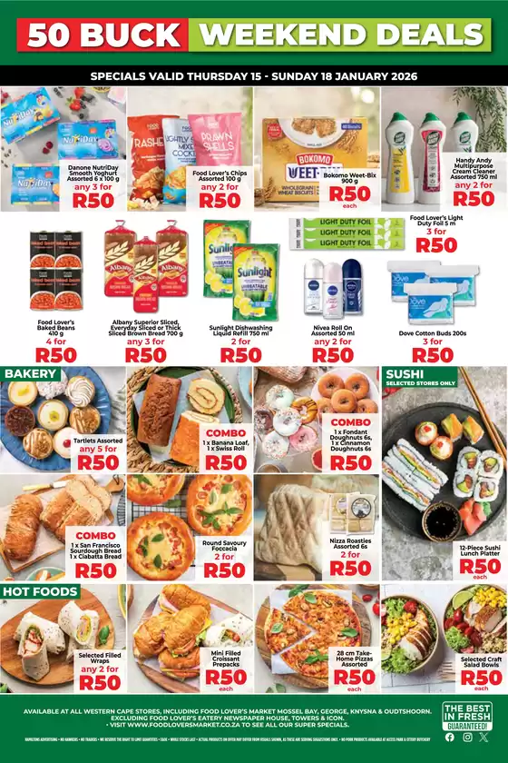 Food Lover's Market catalogue in Tembisa | 50 Buck Weekend WC 15 to 18 Jan 2026 | 2026-01-14T00:00:00.000Z - 2026-01-18T00:00:00.000Z