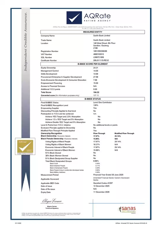 Sasfin Bank catalogue in Bhekiswayo | Sasfin Bank Promo | 2026-01-16T00:00:00.000Z - 2026-12-11T00:00:00.000Z