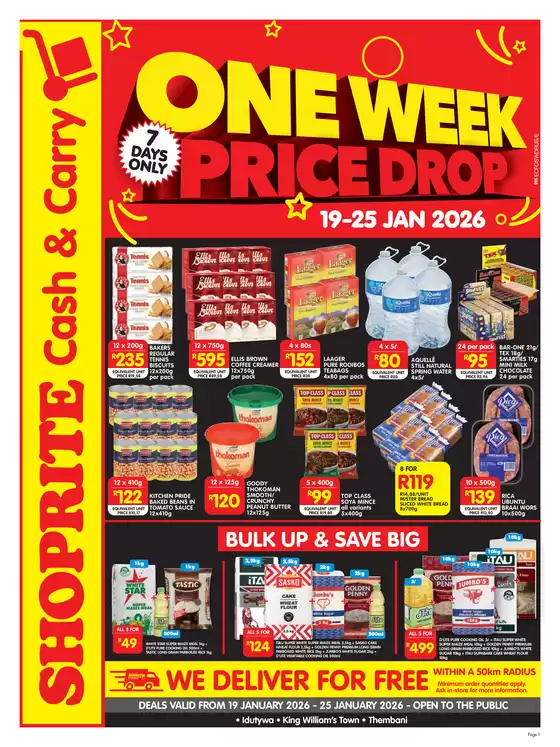 Shoprite catalogue in Tsomo | Shoprite Cash Carry Price Drop Durban 19 January - 25 January | 2026-01-19T00:00:00.000Z - 2026-01-25T00:00:00.000Z