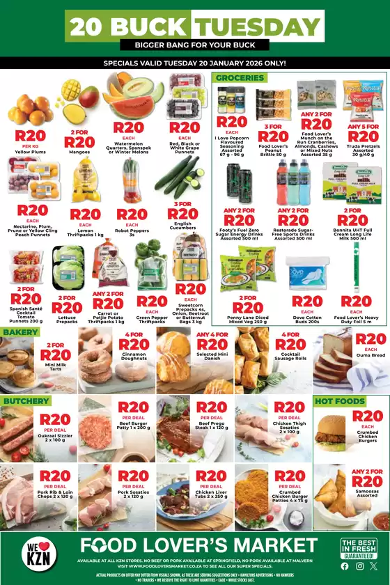 Food Lover's Market catalogue in Tsomo | KZN R20 Buck Tuesday 20 January 2026 | 2026-01-19T00:00:00.000Z - 2026-01-20T00:00:00.000Z