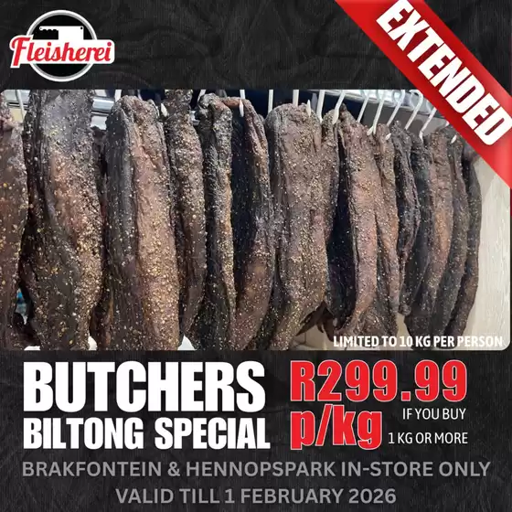Biltong catalogue in Bloemfontein | Butchers Biltong Special | 2026-01-28T00:00:00.000Z - 2026-02-01T00:00:00.000Z