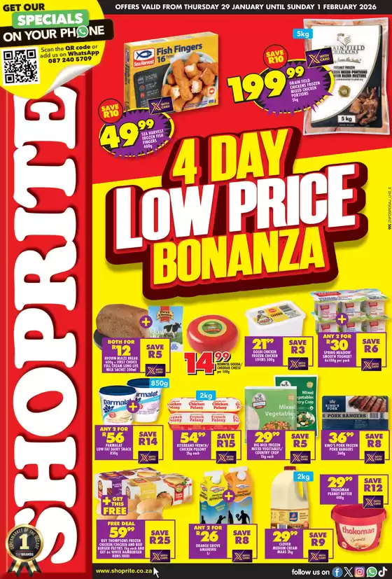 Shoprite catalogue in Nigel | Shoprite Low Price Bonanza KwaZulu-Natal 29 January - 1 February | 2026-01-29T00:00:00.000Z - 2026-02-01T00:00:00.000Z