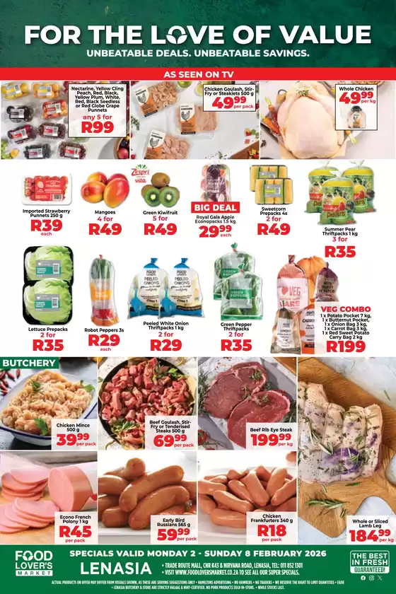 Food Lover's Market catalogue in Carolina | Lenasia - 02 - 08 February 2026 | 2026-02-01T00:00:00.000Z - 2026-02-08T00:00:00.000Z