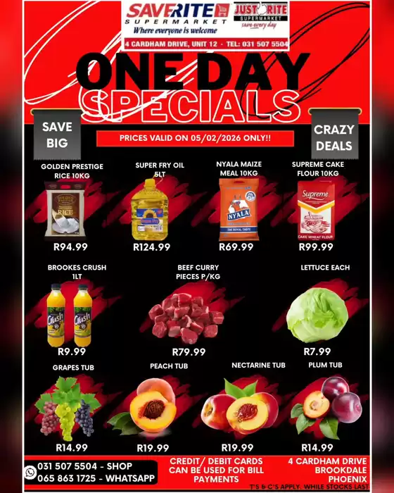 Saverite catalogue in Newcastle | One Day Specials | 2026-02-05T00:00:00.000Z - 2026-02-05T00:00:00.000Z