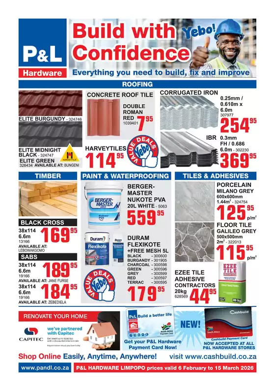 Cashbuild catalogue in Atteridgeville | Current deals and offers | 2026-02-06T00:00:00.000Z - 2026-03-15T00:00:00.000Z