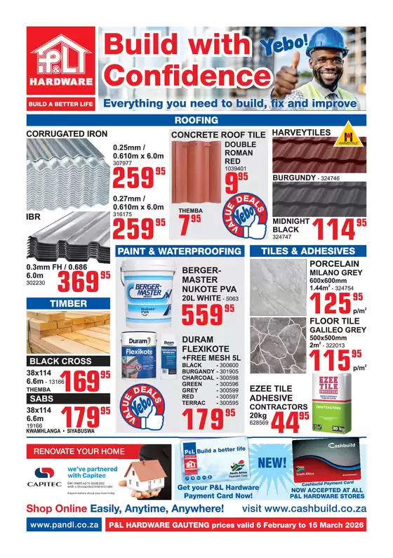 Cashbuild catalogue in Atteridgeville | Great offer for bargain hunters | 2026-02-06T00:00:00.000Z - 2026-03-15T00:00:00.000Z
