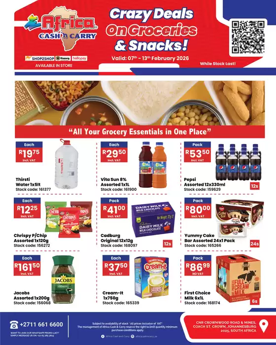 Africa Cash & Carry catalogue in Johannesburg | Saturday Promo | 2026-02-07T00:00:00.000Z - 2026-02-13T00:00:00.000Z