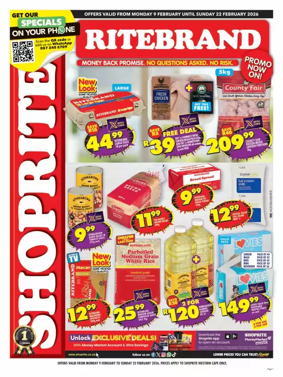 Shoprite catalogue in Sishen | Shoprite Ritebrand Savings Western Cape 9 February - 22 February | 2026-02-09T00:00:00.000Z - 2026-02-22T00:00:00.000Z