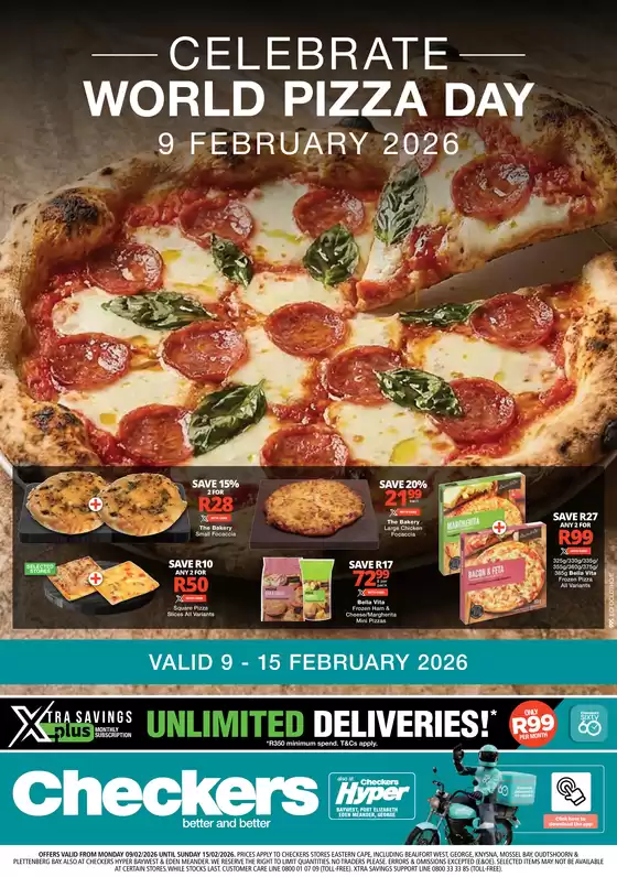 Checkers Hyper catalogue in Hillcrest | Checkers Pizza Promotion 9 February | 2026-02-08T00:00:00.000Z - 2026-02-15T00:00:00.000Z