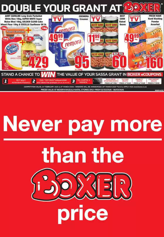 Boxer catalogue in Gordon's Bay | KZN Weekly Specials | 2026-03-02T00:00:00.000Z - 2026-03-08T00:00:00.000Z