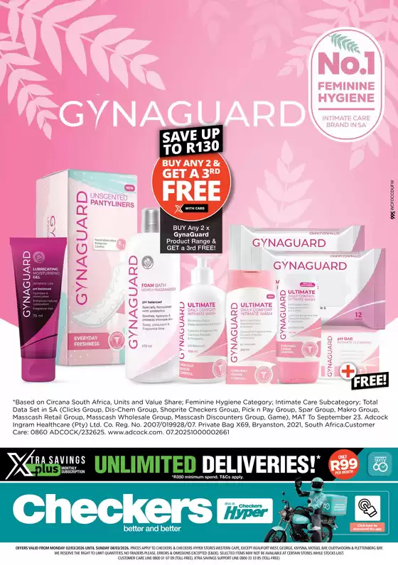 Checkers Hyper catalogue in Umlazi | Checkers Gynaguard Promotion | 2026-03-01T00:00:00.000Z - 2026-03-08T00:00:00.000Z