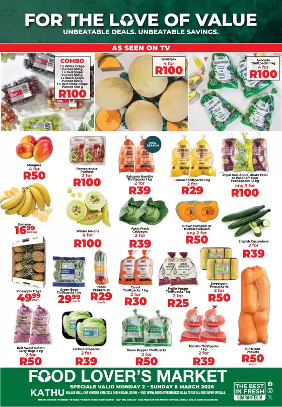 Food Lover's Market catalogue in Vosloorus | Kathu - 02 - 08 March 2026 | 2026-03-01T00:00:00.000Z - 2026-03-08T00:00:00.000Z