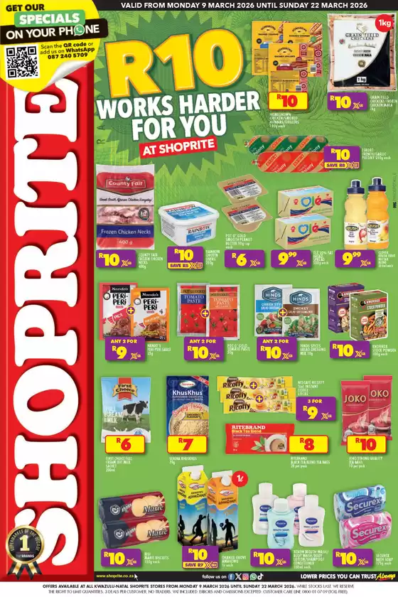 Shoprite catalogue | Shoprite R10 Low Price Bonanza KwaZulu-Natal 9 March - 22 March | 2026-03-09T00:00:00.000Z - 2026-03-22T00:00:00.000Z