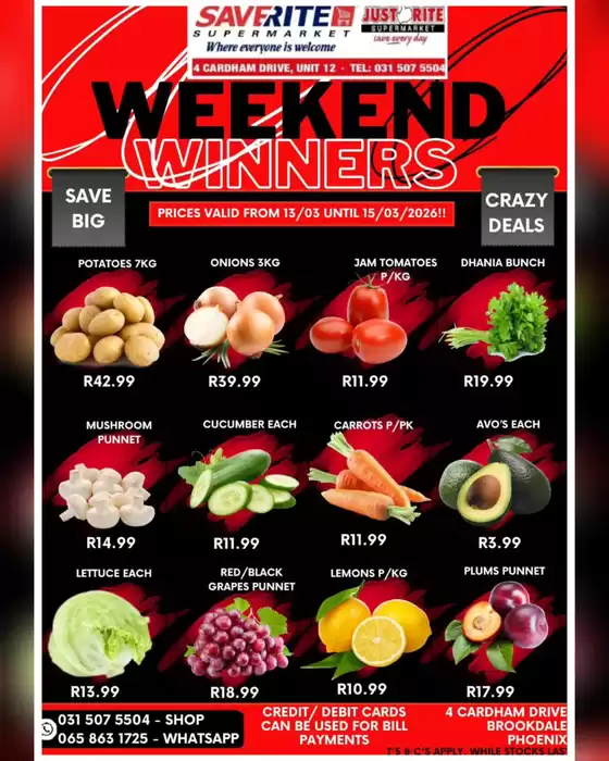Saverite catalogue in Lenasia | Weekend Winners | 2026-03-13T00:00:00.000Z - 2026-03-15T00:00:00.000Z