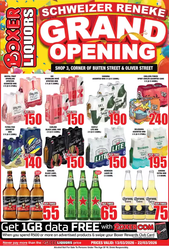 Boxer Liquors catalogue in Pietermaritzburg | Schweizer Reneke Liquor Grand Opening | 2026-03-13T00:00:00.000Z - 2026-03-22T00:00:00.000Z