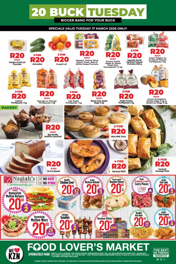 Food Lover's Market catalogue in Milnerton | Springfield - R20 Buck Tuesday - 17 March 2026 | 2026-03-15T00:00:00.000Z - 2026-03-17T00:00:00.000Z