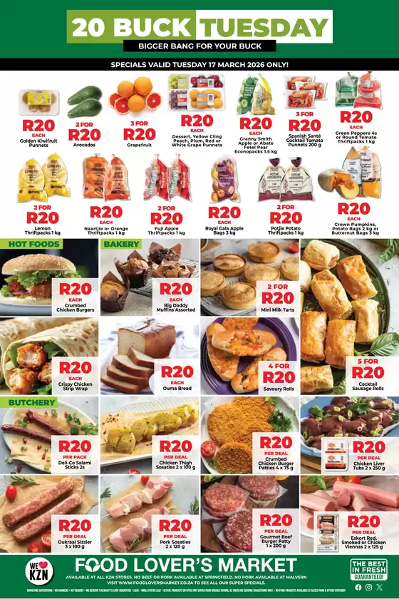 Food Lover's Market catalogue in Milnerton | KZN - R20 Buck Tuesday - 17 March 2026 | 2026-03-16T00:00:00.000Z - 2026-03-17T00:00:00.000Z