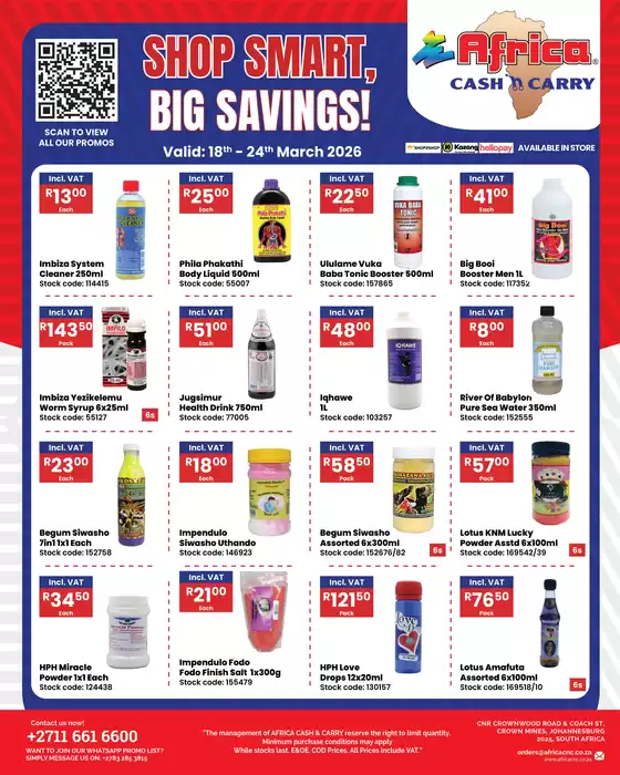 Africa Cash & Carry catalogue | Wednesday Promo | 2026-03-18T00:00:00.000Z - 2026-03-24T00:00:00.000Z