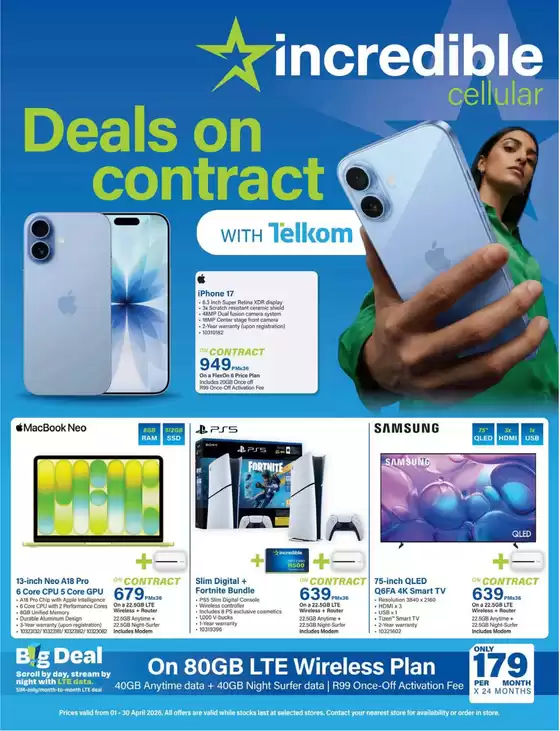 Incredible Connection catalogue in Heidelberg (Gauteng) | Deals On Contract With Telkom | 2026-04-02T00:00:00.000Z - 2026-04-30T00:00:00.000Z
