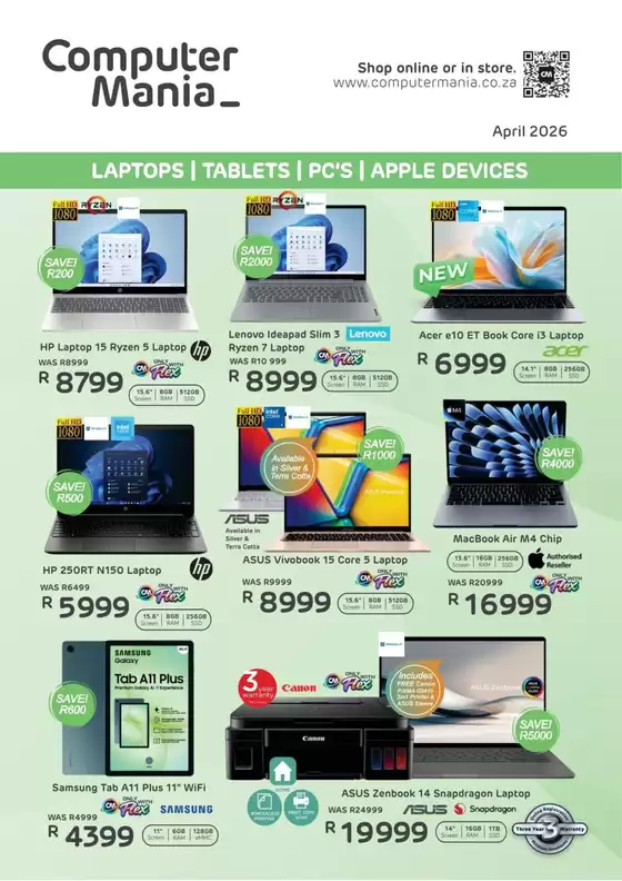 Computer Mania catalogue in Heidelberg (Gauteng) | Computer Mania Laptops, Tablets, Pc's, Apple Devices | 2026-04-02T00:00:00.000Z - 2026-04-30T00:00:00.000Z