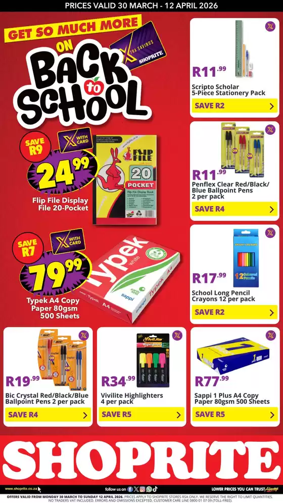 Shoprite catalogue in Port Elizabeth | Shoprite Back To School 30 March - 12 April | 2026-03-30T00:00:00.000Z - 2026-04-12T00:00:00.000Z
