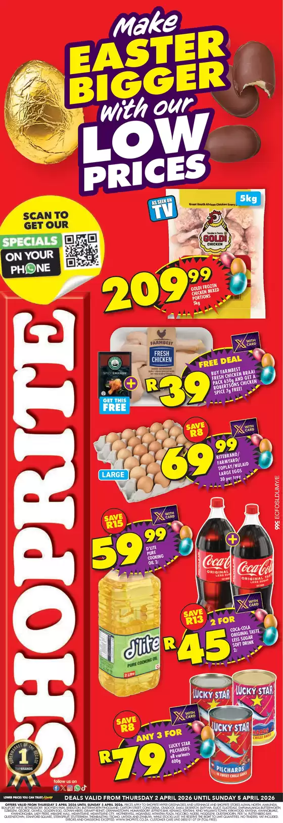 Shoprite catalogue in Port Elizabeth | Shoprite Easter Deals Eastern Cape 2 April - 5 April | 2026-04-02T00:00:00.000Z - 2026-04-05T00:00:00.000Z
