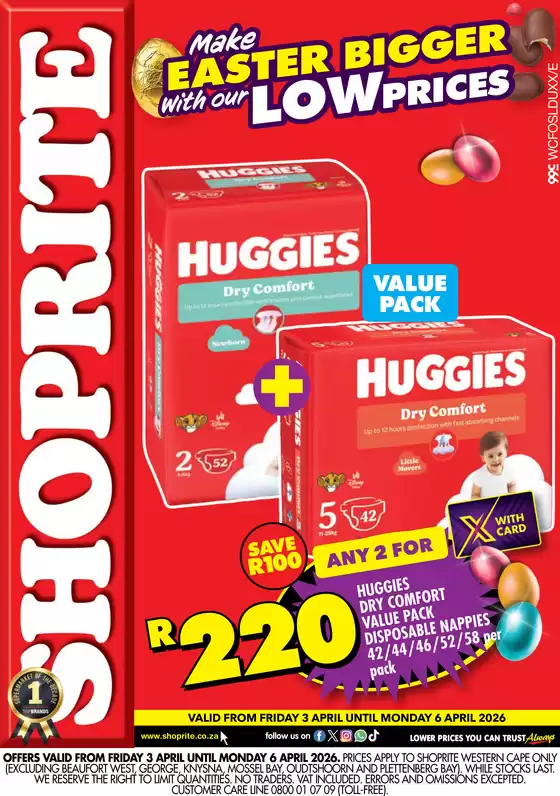 Shoprite catalogue in Port Elizabeth | Shoprite Huggies Easter Deals Western Cape 3 April - 6 April | 2026-04-03T00:00:00.000Z - 2026-04-06T00:00:00.000Z