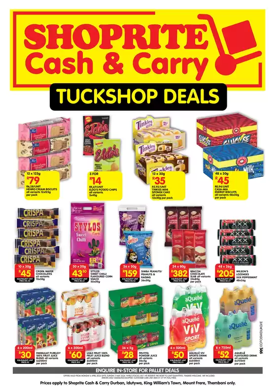 Shoprite catalogue in Daveyton | Shoprite Cash Carry Tuckshop Deals Durban Mount Frere 6 April - 3 May | 2026-04-06T00:00:00.000Z - 2026-05-03T00:00:00.000Z
