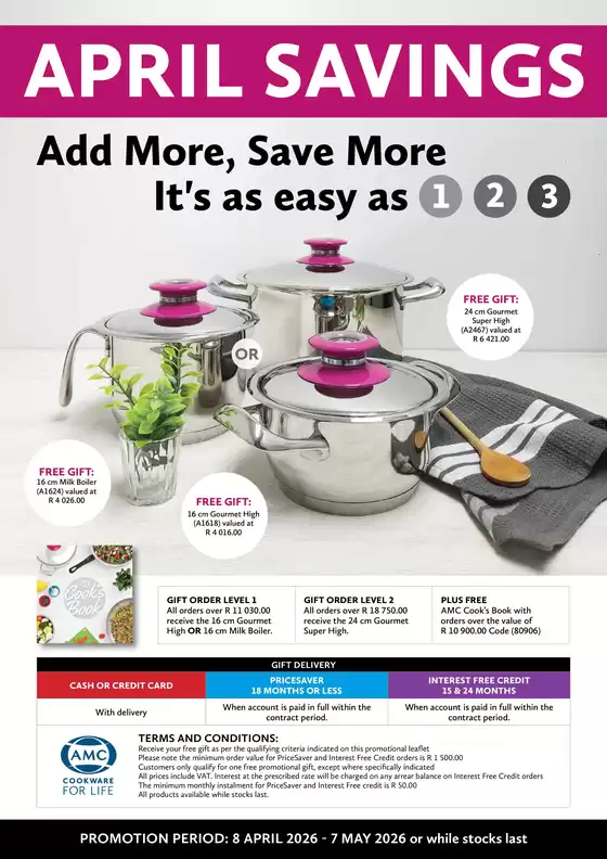AMC Cookware catalogue in Welkom | April Savings | 2026-04-08T00:00:00.000Z - 2026-05-07T00:00:00.000Z