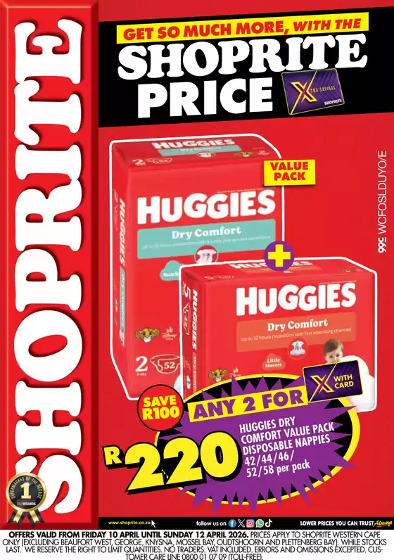 Shoprite catalogue in Ladybrand | Shoprite Price Huggies Western Cape 10 April - 12 April | 2026-04-10T00:00:00.000Z - 2026-04-12T00:00:00.000Z