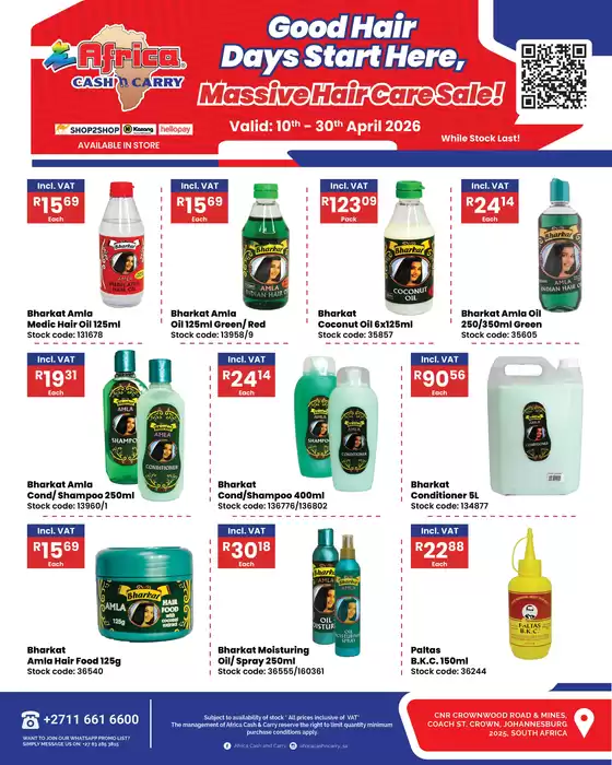 Africa Cash & Carry catalogue in Kirkwood | Hair Care Promo 10-30 April | 2026-04-10T00:00:00.000Z - 2026-04-30T00:00:00.000Z