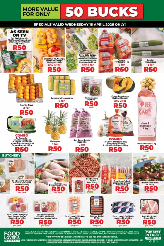 Food Lover's Market catalogue in Kirkwood | Inland R50 Buck Wednesday 15 April 2026 | 2026-04-14T00:00:00.000Z - 2026-04-15T00:00:00.000Z