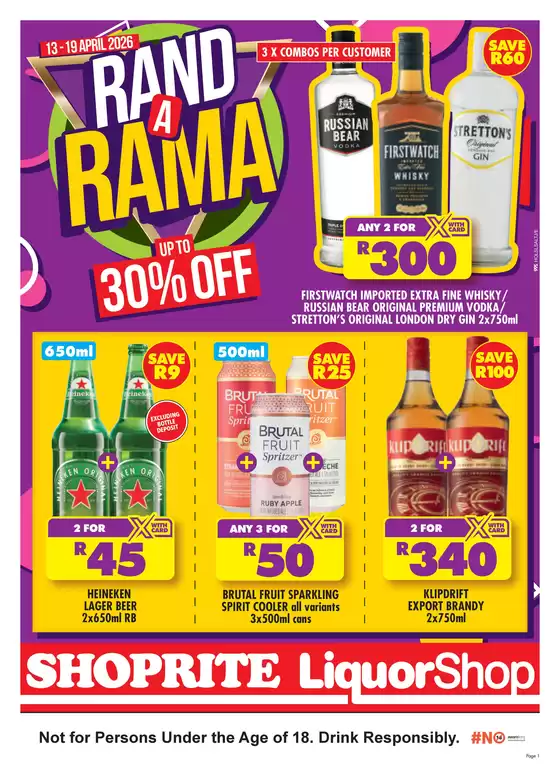 Shoprite LiquorShop catalogue | Shoprite LiquorShop Rand a Rama 13 April - 19 April | 2026-04-13T00:00:00.000Z - 2026-04-19T00:00:00.000Z