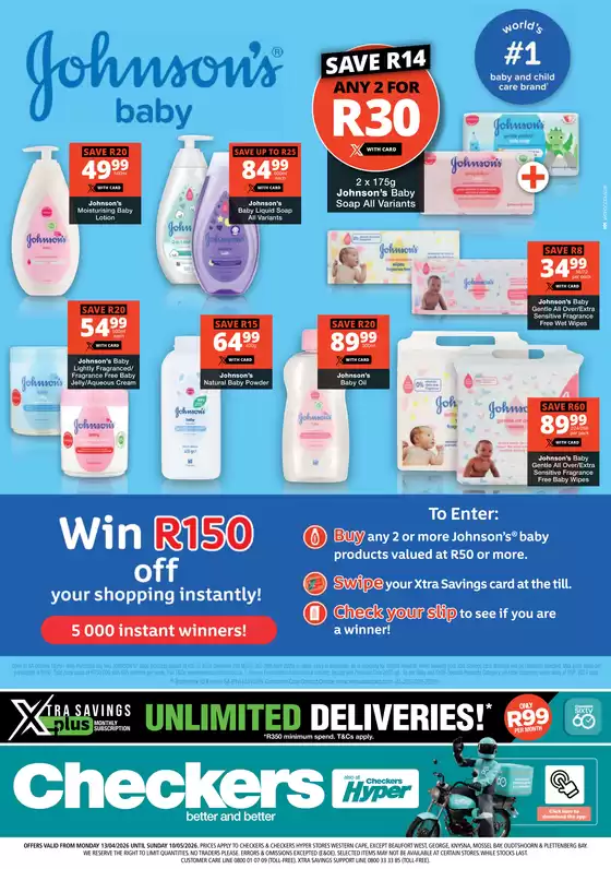 Checkers Hyper catalogue in Johannesburg | Checkers Johnson's Baby Promotion | 2026-04-12T00:00:00.000Z - 2026-05-10T00:00:00.000Z