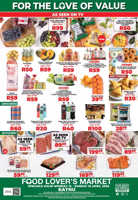 Food Lover's Market catalogue in Rebone-A | Kathu - 13 - 19 April 2026 | 2026-04-12T00:00:00.000Z - 2026-04-19T00:00:00.000Z