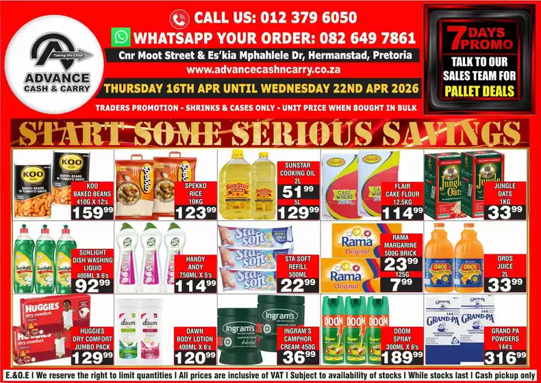 Advance Cash n Carry catalogue in Secunda | Advance Cash n Carry weekly specials | 2026-04-16T00:00:00.000Z - 2026-04-22T00:00:00.000Z