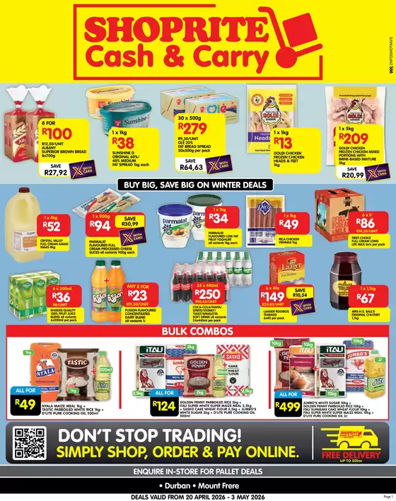 Shoprite catalogue in Piet Retief | Shoprite Cash Carry Winter Deals Durban Mount Frere 20 April - 3 May | 2026-04-20T00:00:00.000Z - 2026-05-03T00:00:00.000Z