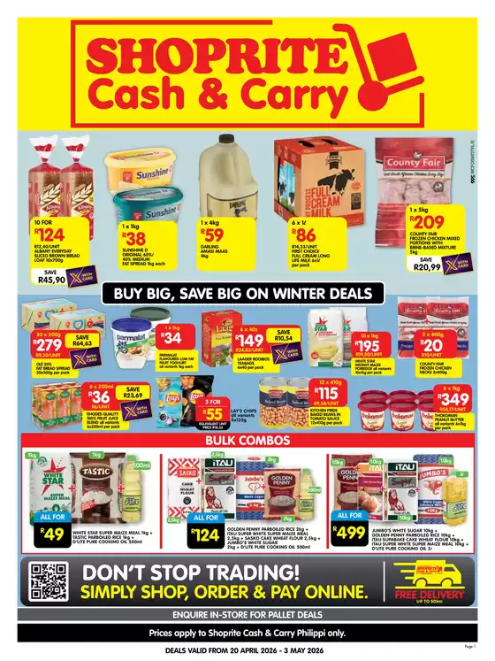 Shoprite catalogue in Cape Town | Shoprite Cash Carry Winter Deals Philippi 20 April - 3 May | 2026-04-20T00:00:00.000Z - 2026-05-03T00:00:00.000Z