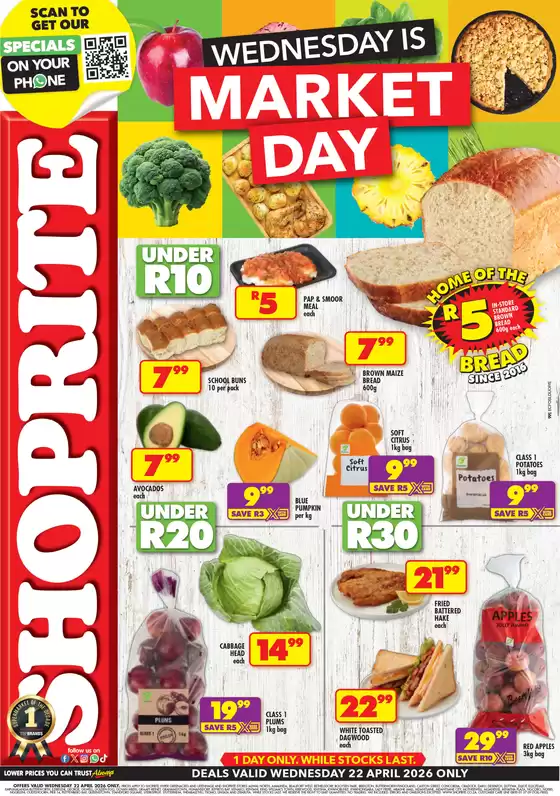 Shoprite catalogue in Aliwal North | Shoprite Market Day Deals Valid 22 April | 2026-04-22T00:00:00.000Z - 2026-04-22T00:00:00.000Z