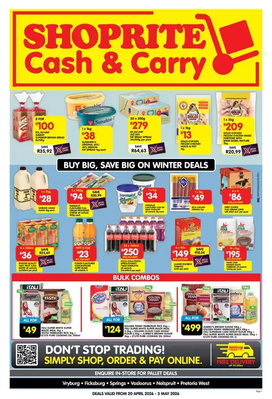 Shoprite catalogue in Soshanguve | Shoprite Cash Carry Winter Deals Exclusive Gauteng 20 April - 3 May | 2026-04-20T00:00:00.000Z - 2026-05-03T00:00:00.000Z
