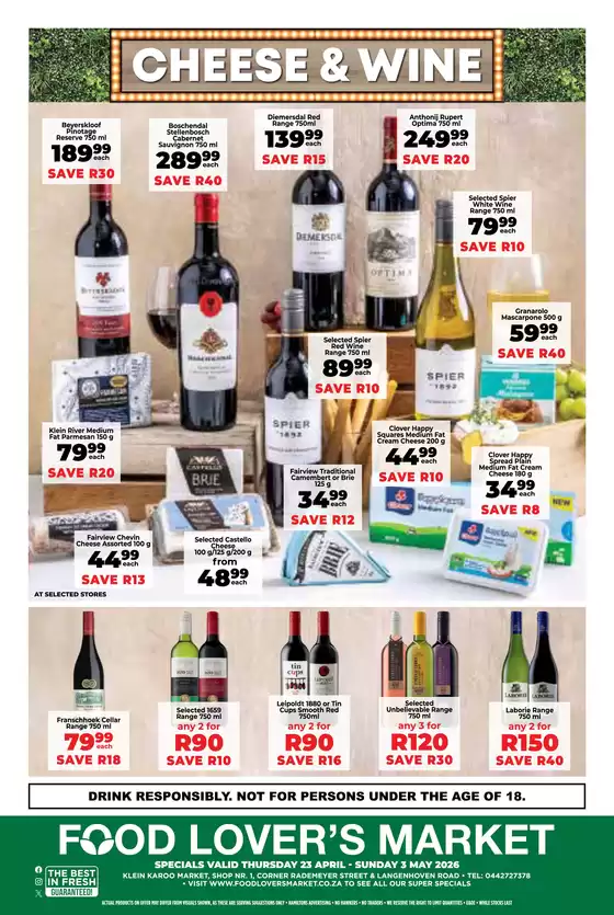 Food Lover's Market catalogue in  | Oudtshoorn Birthday Deals - 23 April - 3 May 2026 | 2026-04-21T00:00:00.000Z - 2026-05-03T00:00:00.000Z