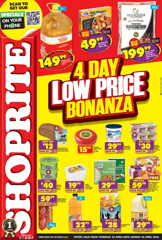 Shoprite catalogue | Shoprite Low Price Bonanza KwaZulu-Natal - 23 to 26 April | 2026-04-23T00:00:00.000Z - 2026-04-26T00:00:00.000Z