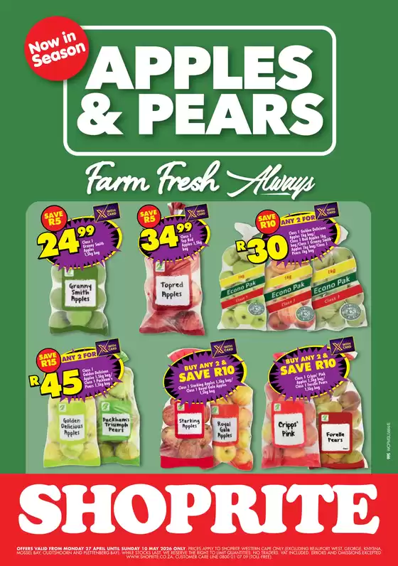 Shoprite catalogue | Shoprite Apples and Pears Western Cape 27 April - 10 May | 2026-04-27T00:00:00.000Z - 2026-05-10T00:00:00.000Z
