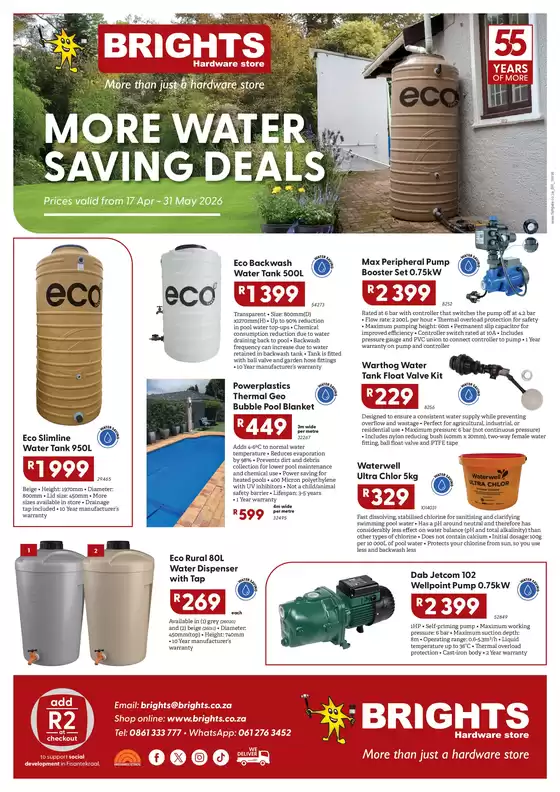 Brights Hardware catalogue in  | More Water Saving Deals | 2026-04-28T00:00:00.000Z - 2026-05-31T00:00:00.000Z